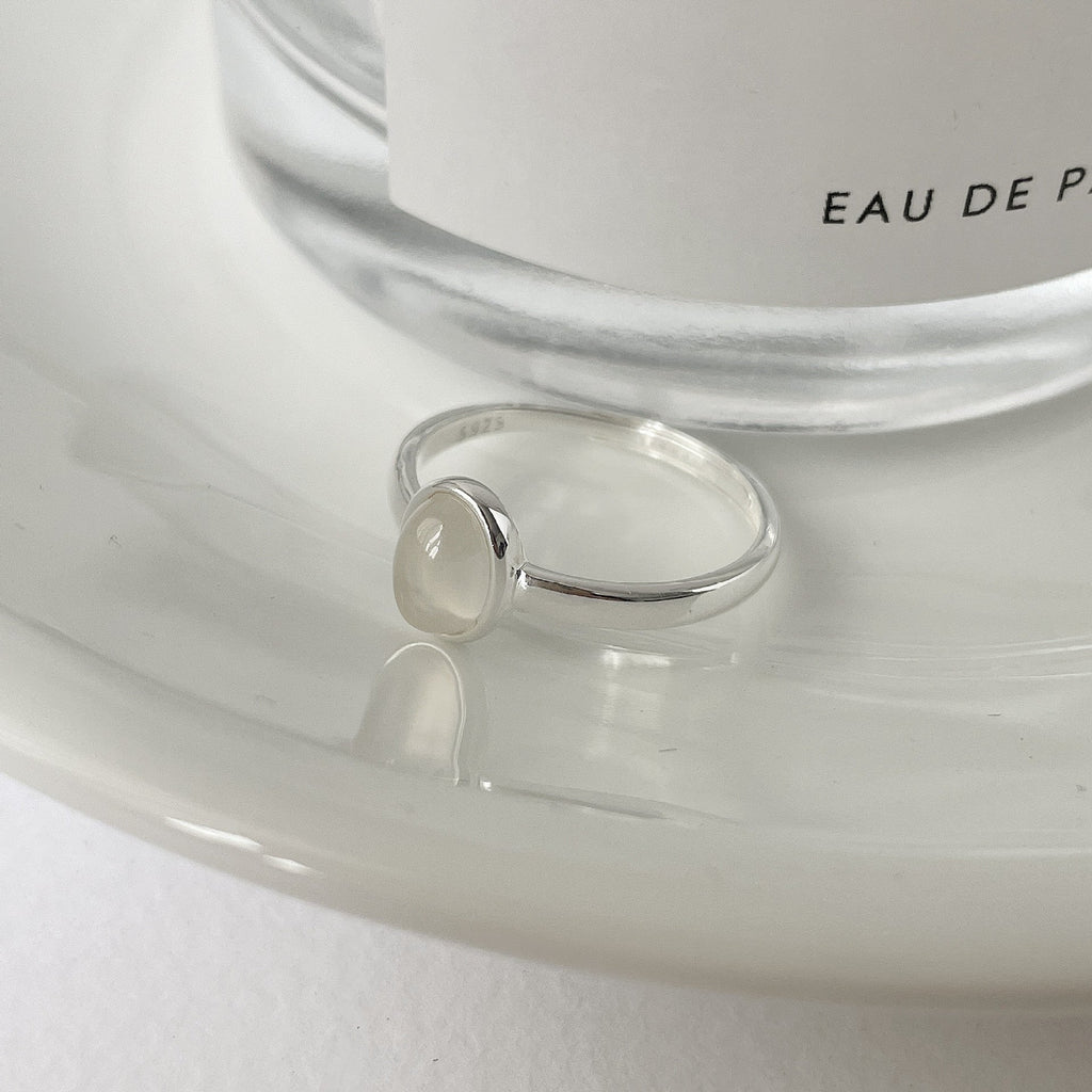 925 sterling silver oval chalcedony open ring