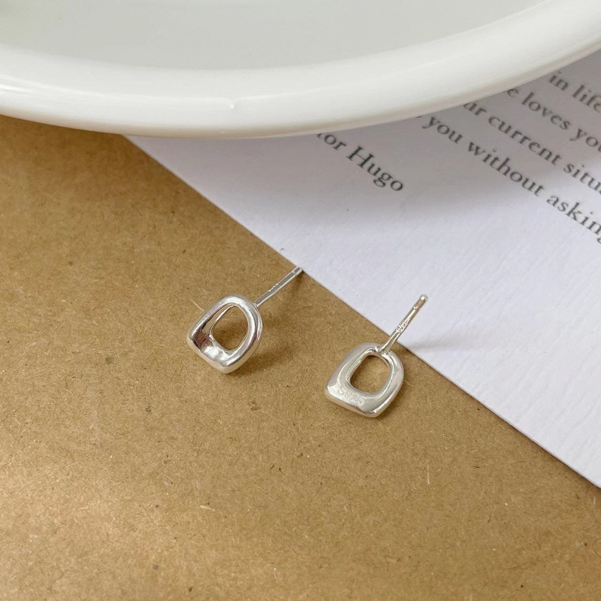 S925 pure silver geometric earrings - silvery
