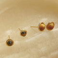 S925 sterling silver tiger eye stone earrings - golden