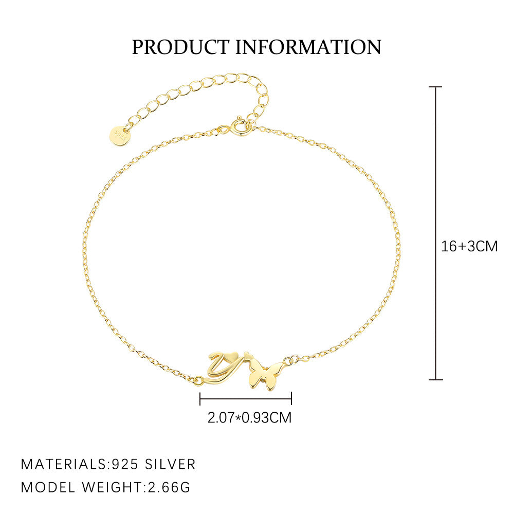 S925 Sterling Silver 26-Letter Bracelet