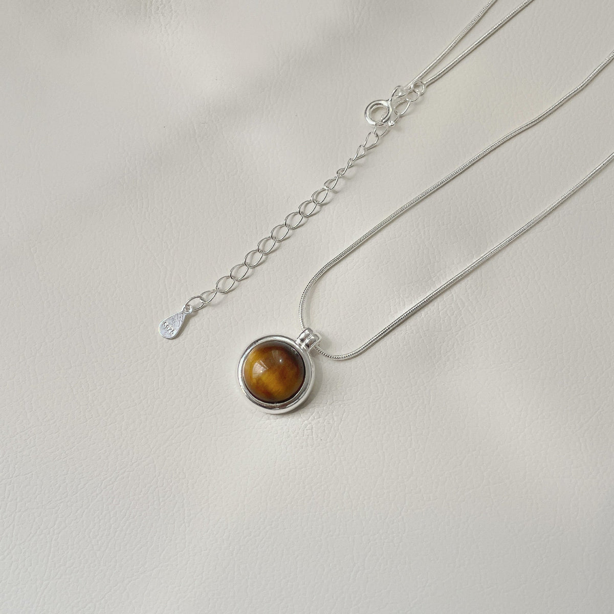 925 sterling silver tiger eye stone opening ring - silvery