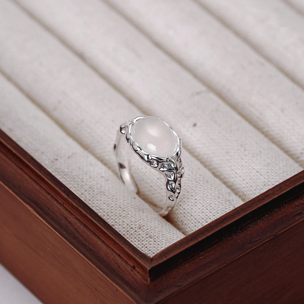 925 Pure Silver Agate Ring - Silvery