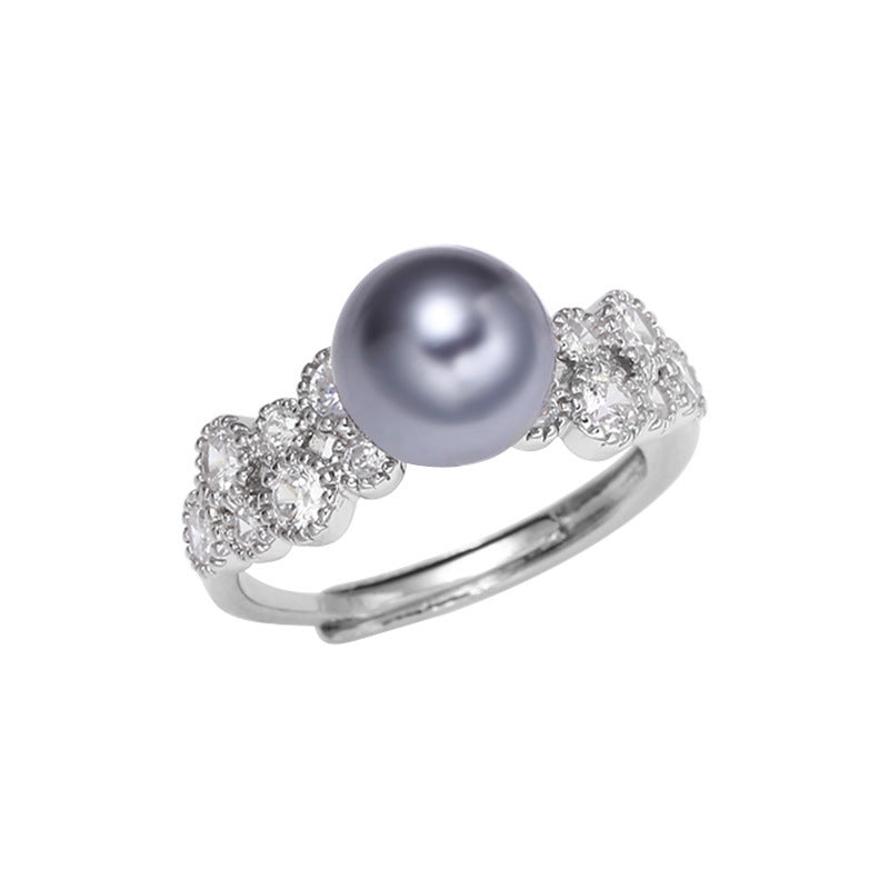 925 sterling silver pearl ring - silvery