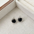 S925 sterling silver black agate earrings