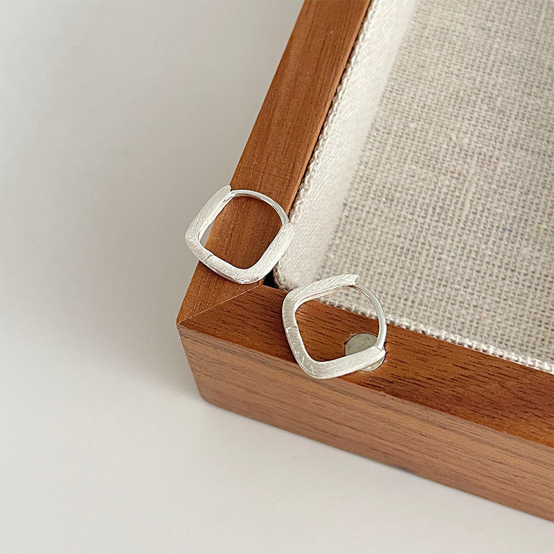 S925 sterling silver square earrings