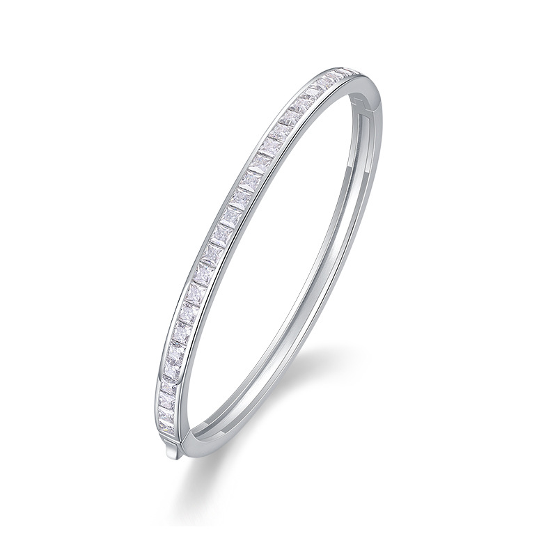 925 Sterling Silver Moissanite Bracelet with Adjustable Clasp