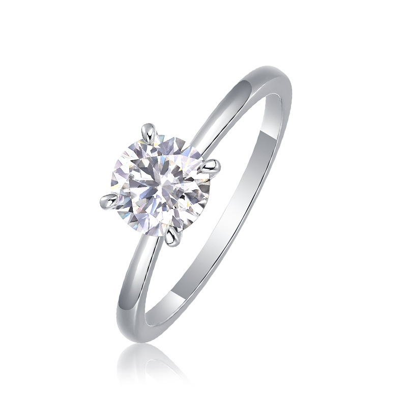 S925 Silver Moissanite Solid-Band Ring