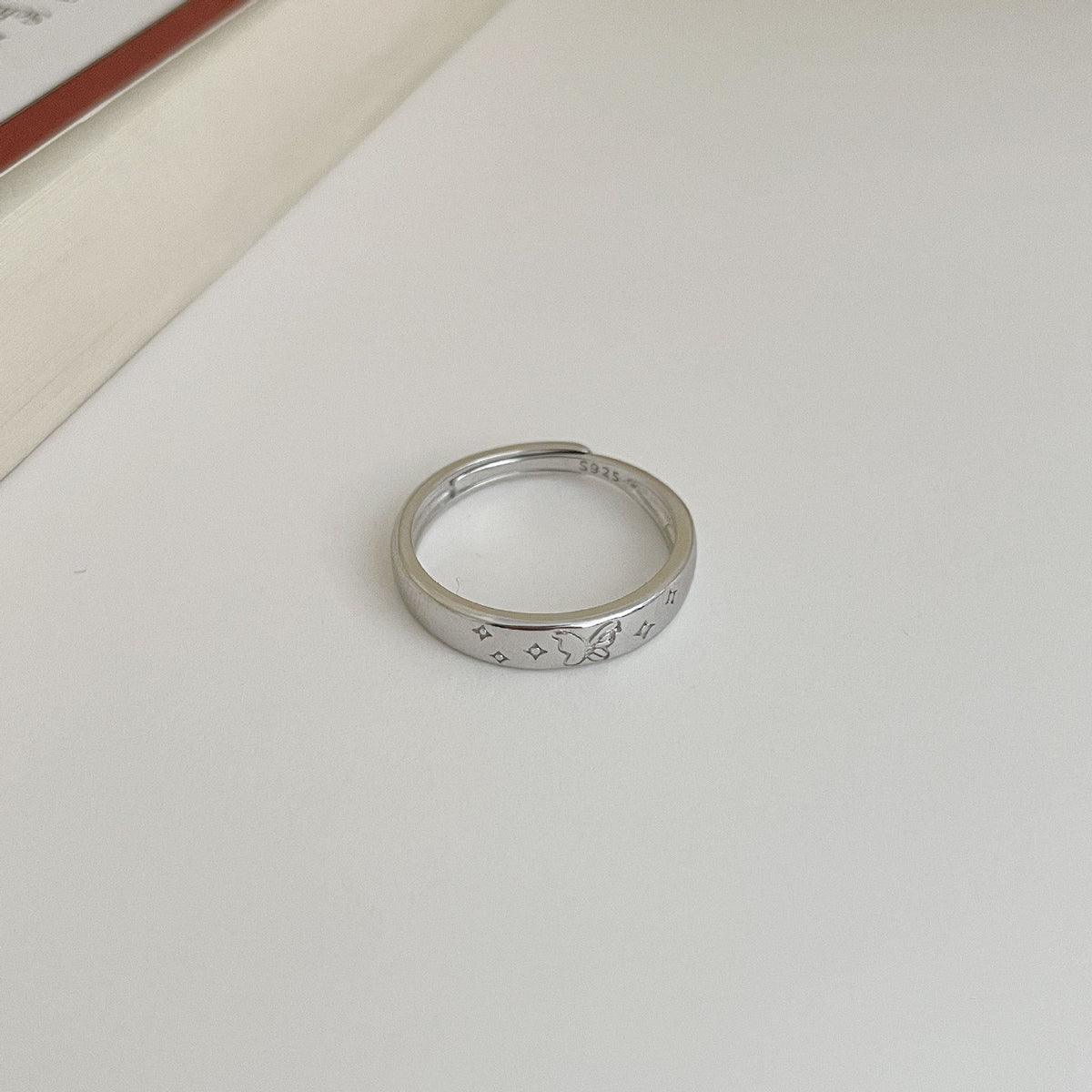 S925 sterling silver butterfly ring - silvery