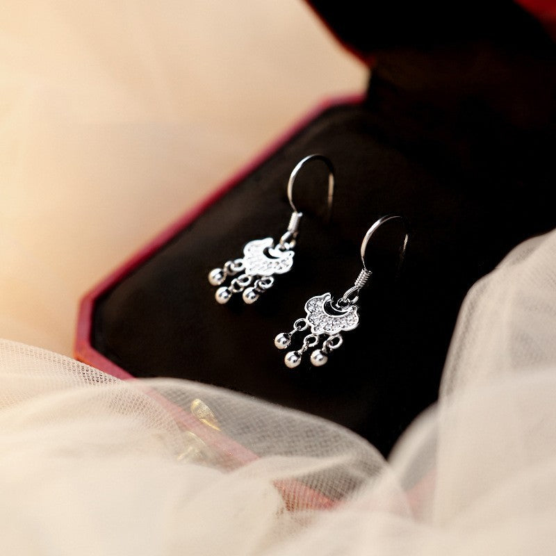 925 sterling silver safety lock earrings - silvery