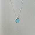 S925 Silver Sea Sapphire Pendant Necklace - Silvery