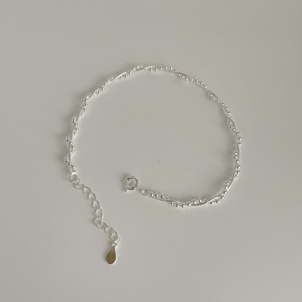 S925 sterling silver double-layer winding bracelet - silvery
