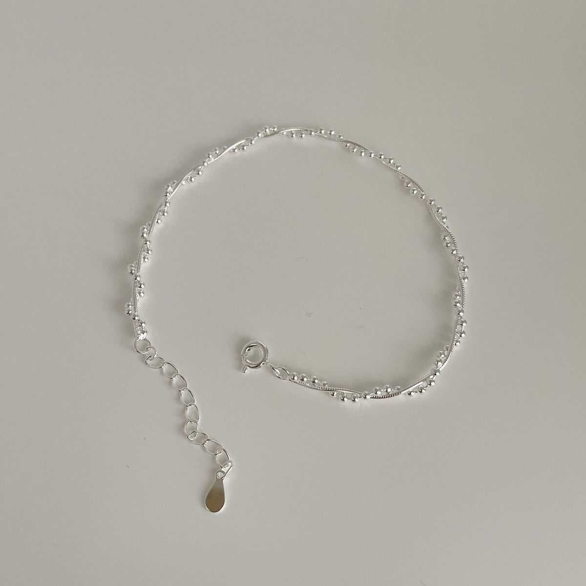 S925 sterling silver double-layer winding bracelet - silvery