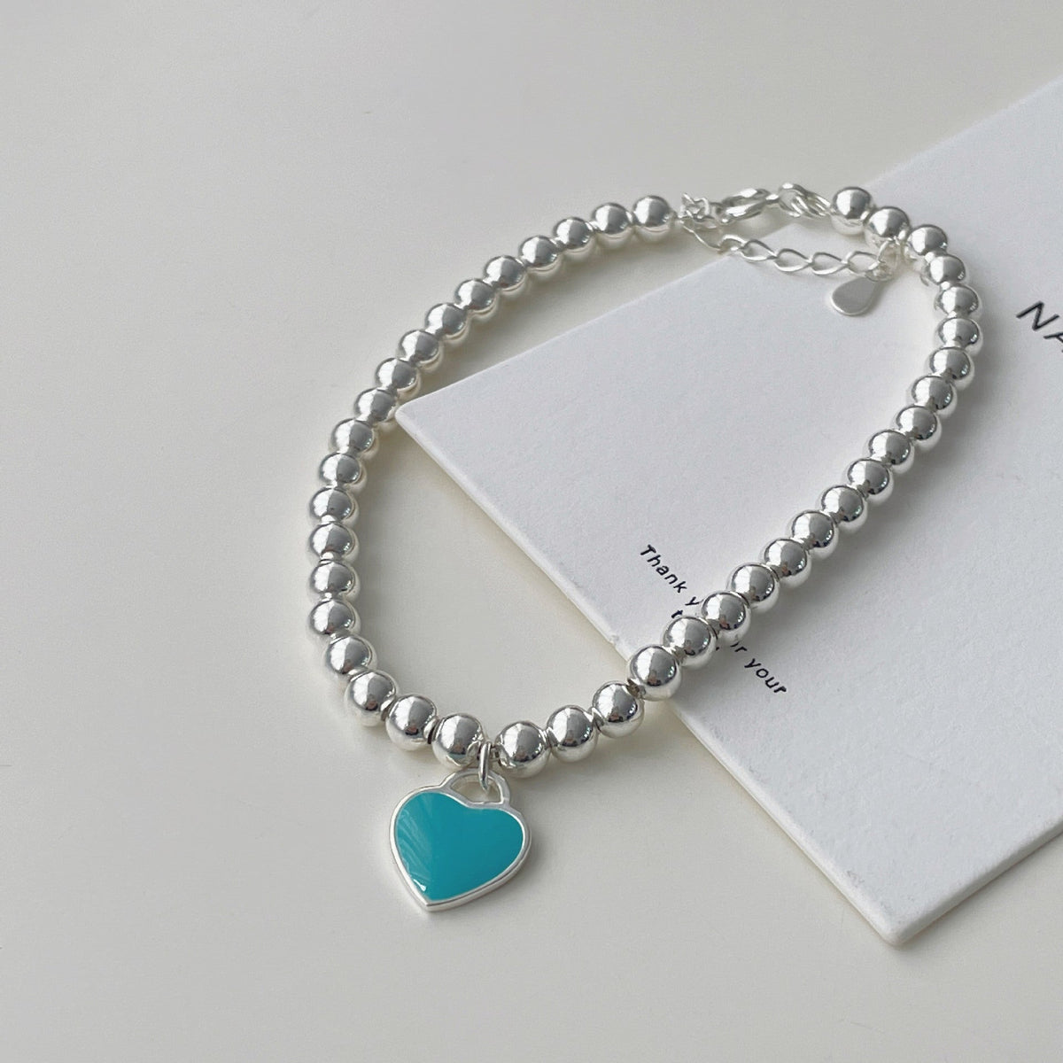 925 sterling silver  heart-shaped pendant bracelet - silvery