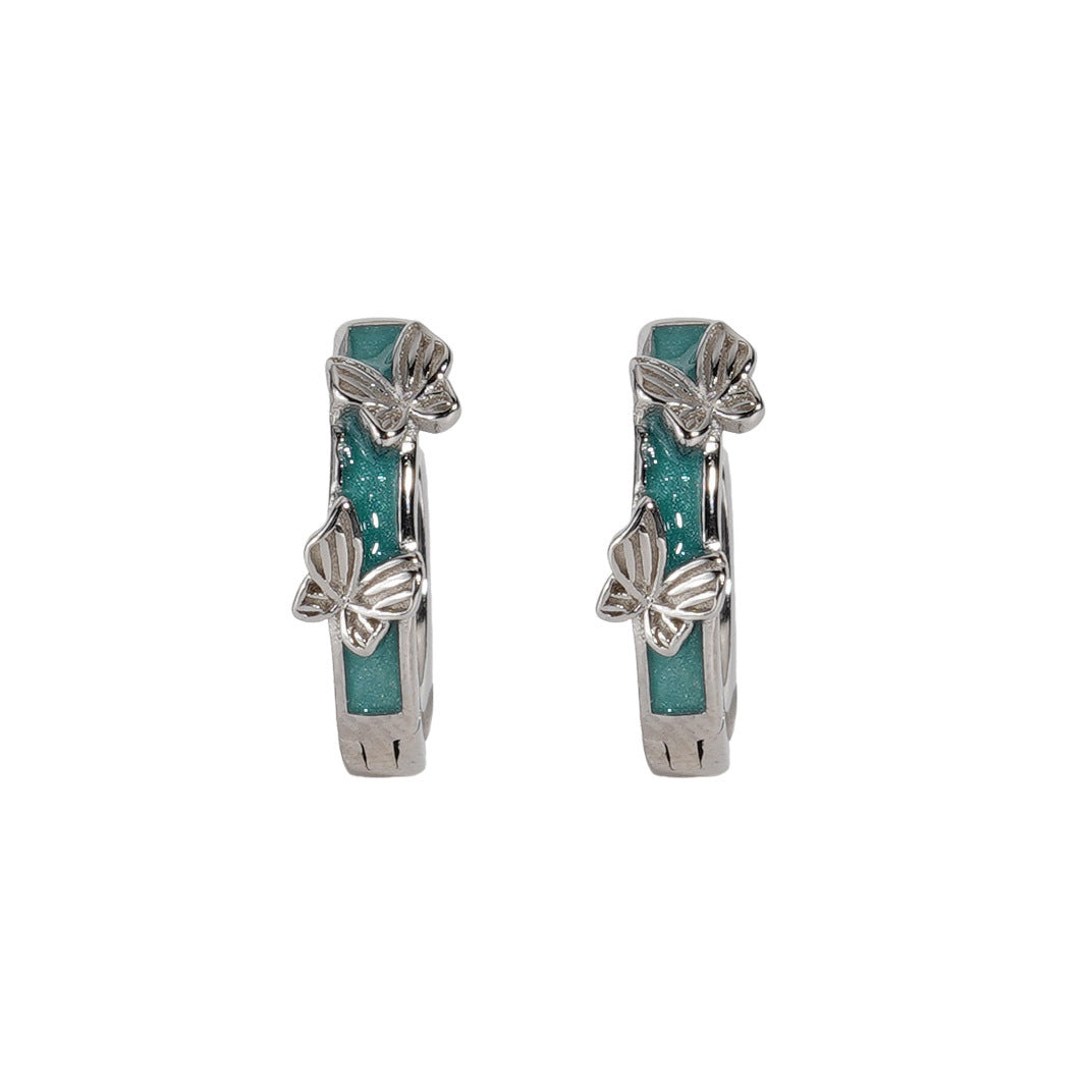 925 sterling silver butterfly shaped earrings - silvery