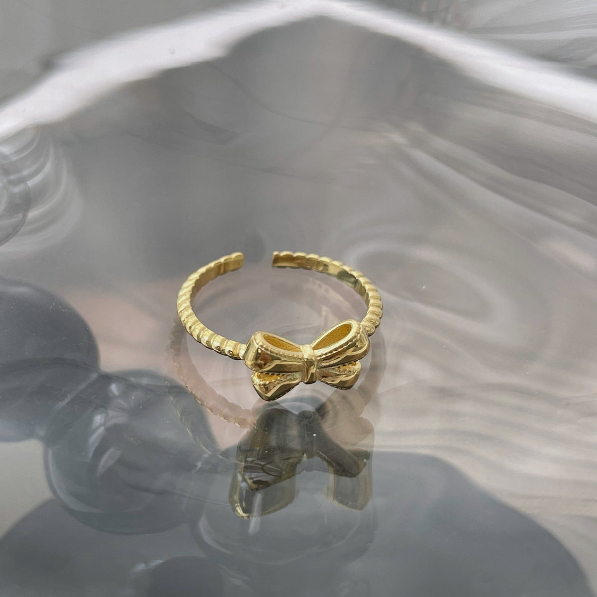 925 sterling silver bowknot opening ring