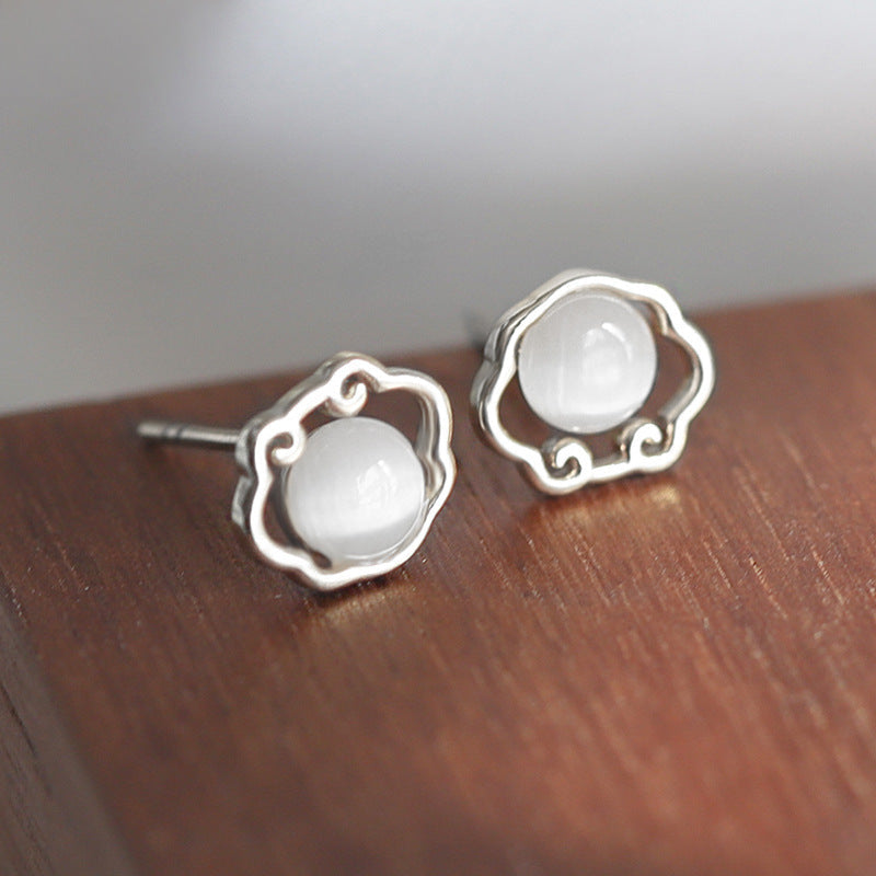 925 sterling silver cat eye stone earrings