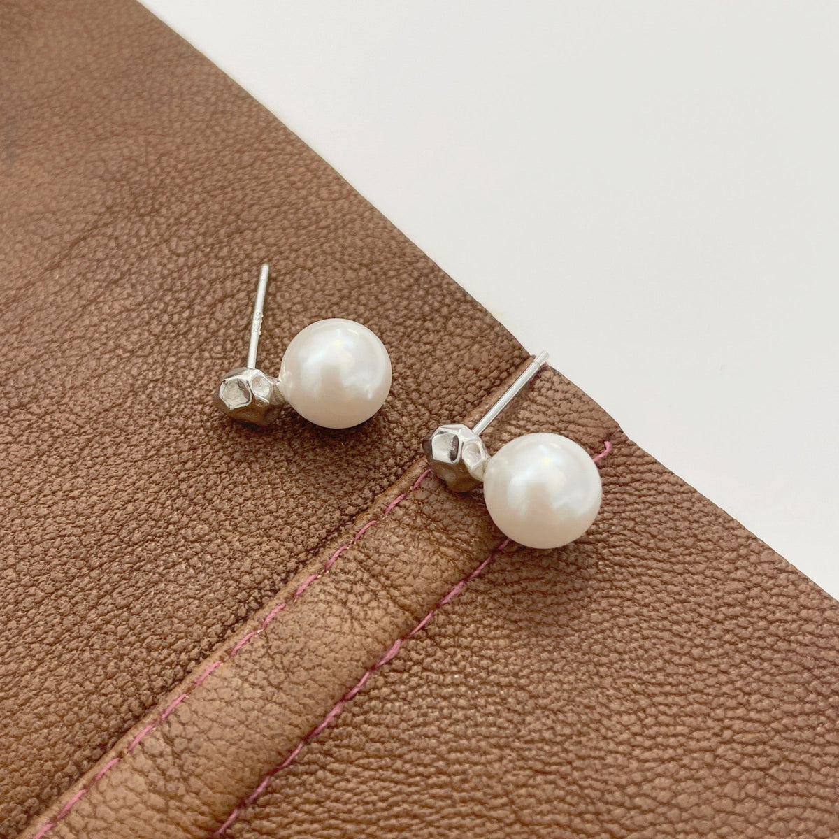 925 sterling silver pearl earrings - silvery