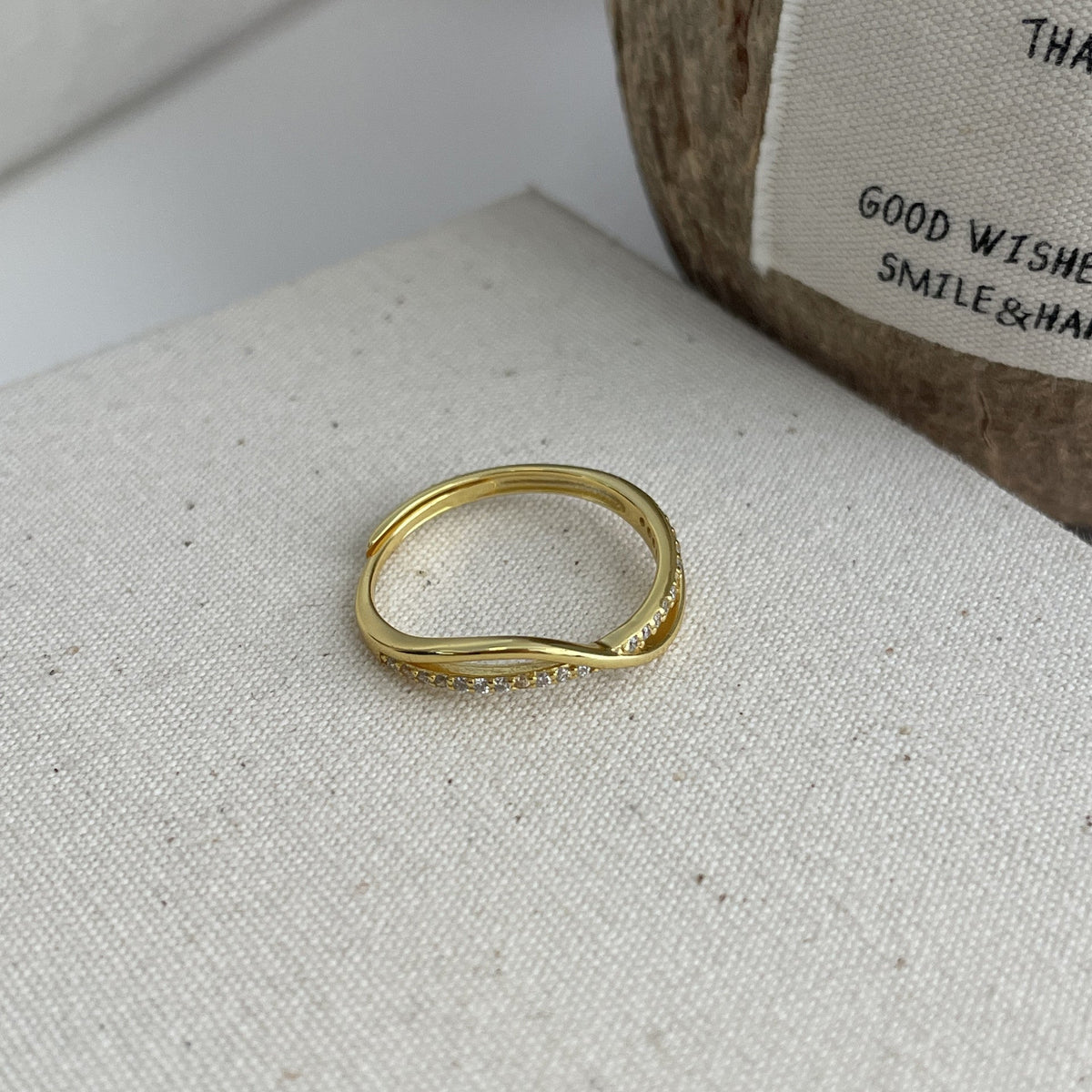 S925 sterling silver zircon inlaid open ring