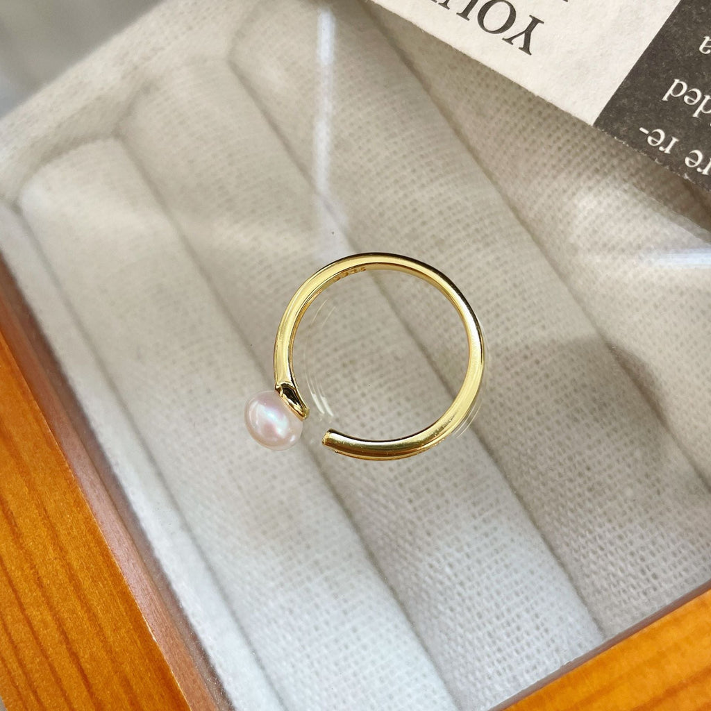 S925 sterling silver freshwater pearl ring