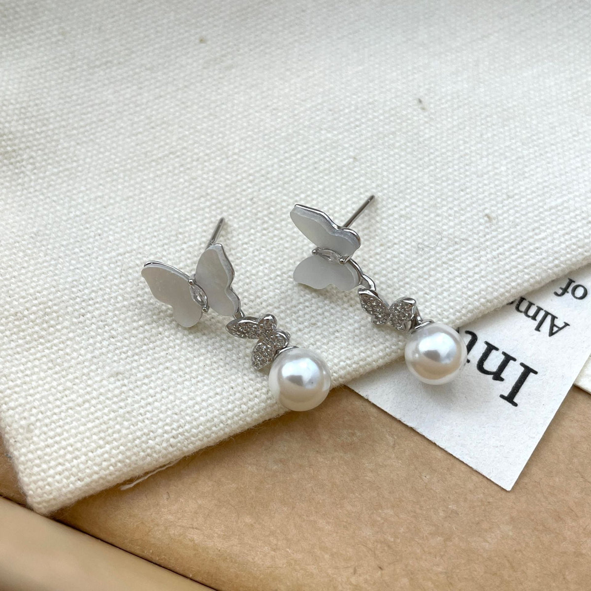 S925 sterling silver butterfly earrings