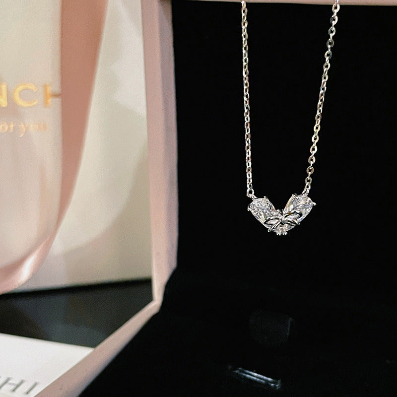 925 sterling silver heart pendant necklace - silvery