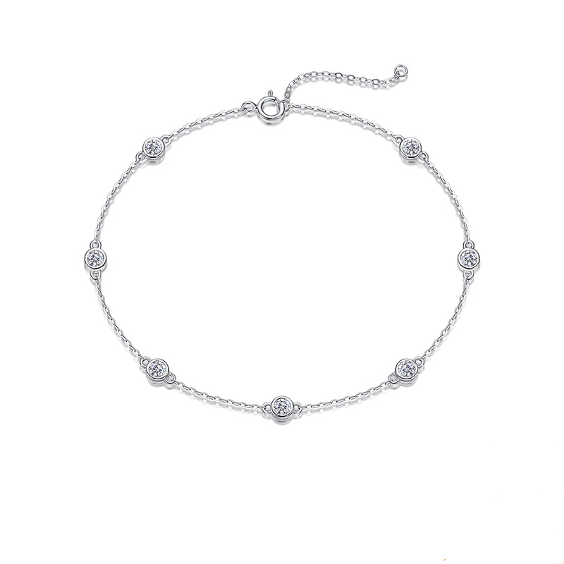 S925 Silver Moissanite Five-Flower Bracelet