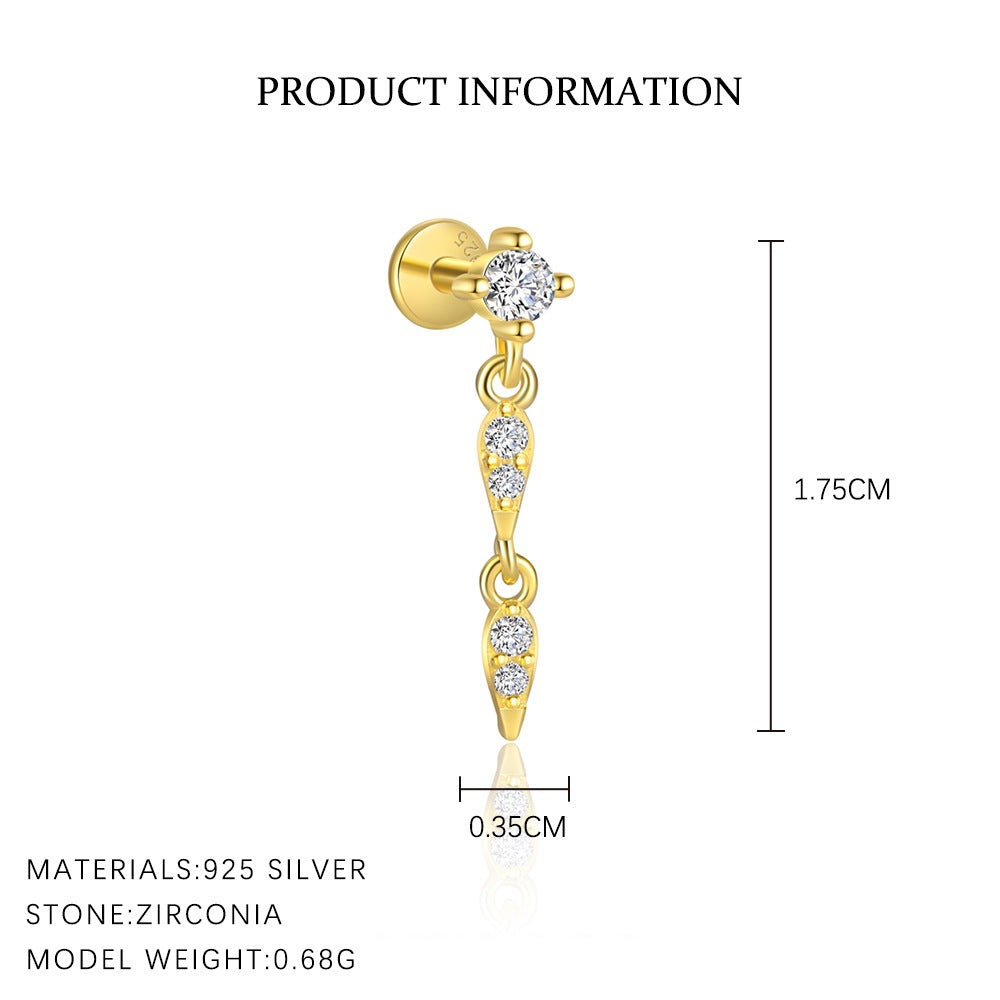 S925 Sterling Silver Irregular Zircon Stud Earrings