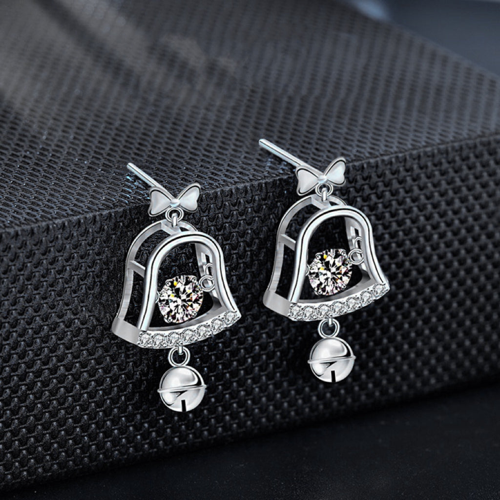 Christmas Earrings Mosan Diamond 925 sterling silver Bell Earrings