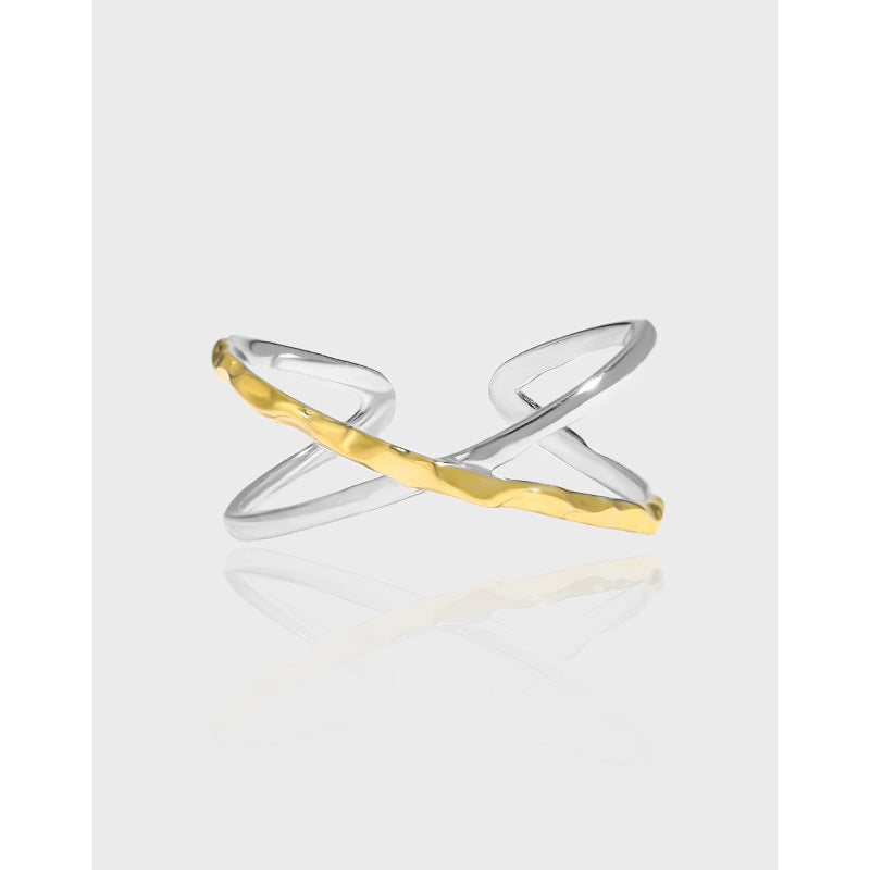 Two-Tone Crisscross Open Ring