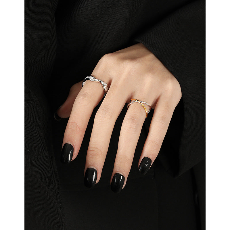 Two-Tone Crisscross Open Ring – image 4
