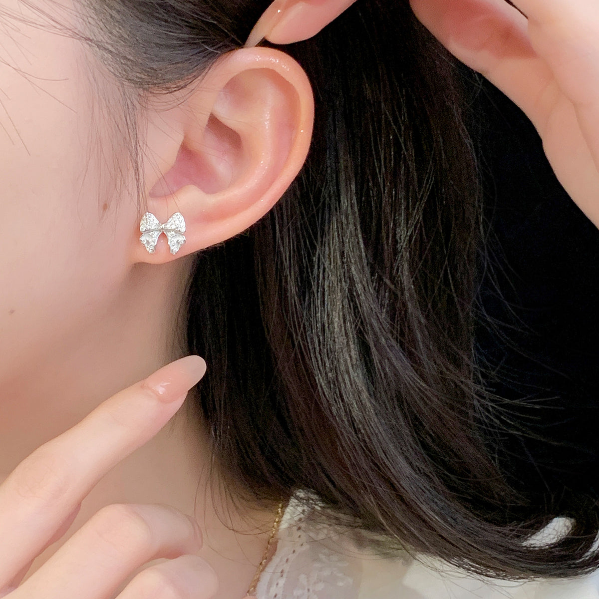 925 sterling silver bowknot earrings