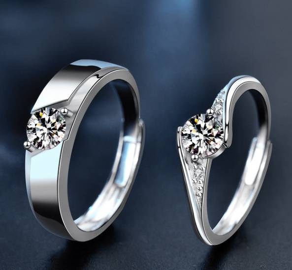 S925 Sterling Silver Moissanite Couple Rings