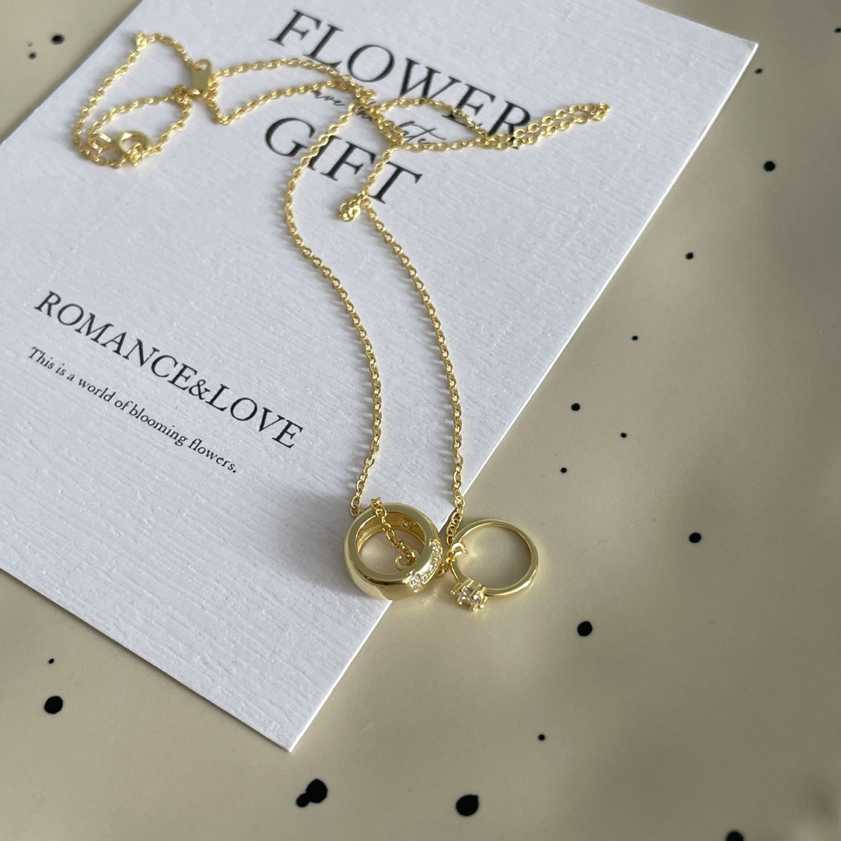 925 sterling silver double ring pendant necklace