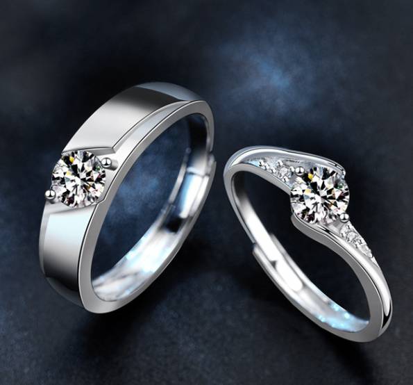 S925 Sterling Silver Moissanite Couple Rings