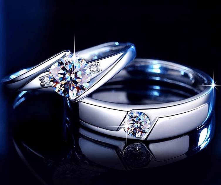S925 Sterling Silver Moissanite Couple Rings