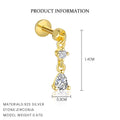 S925 Sterling Silver Irregular Zircon Stud Earrings