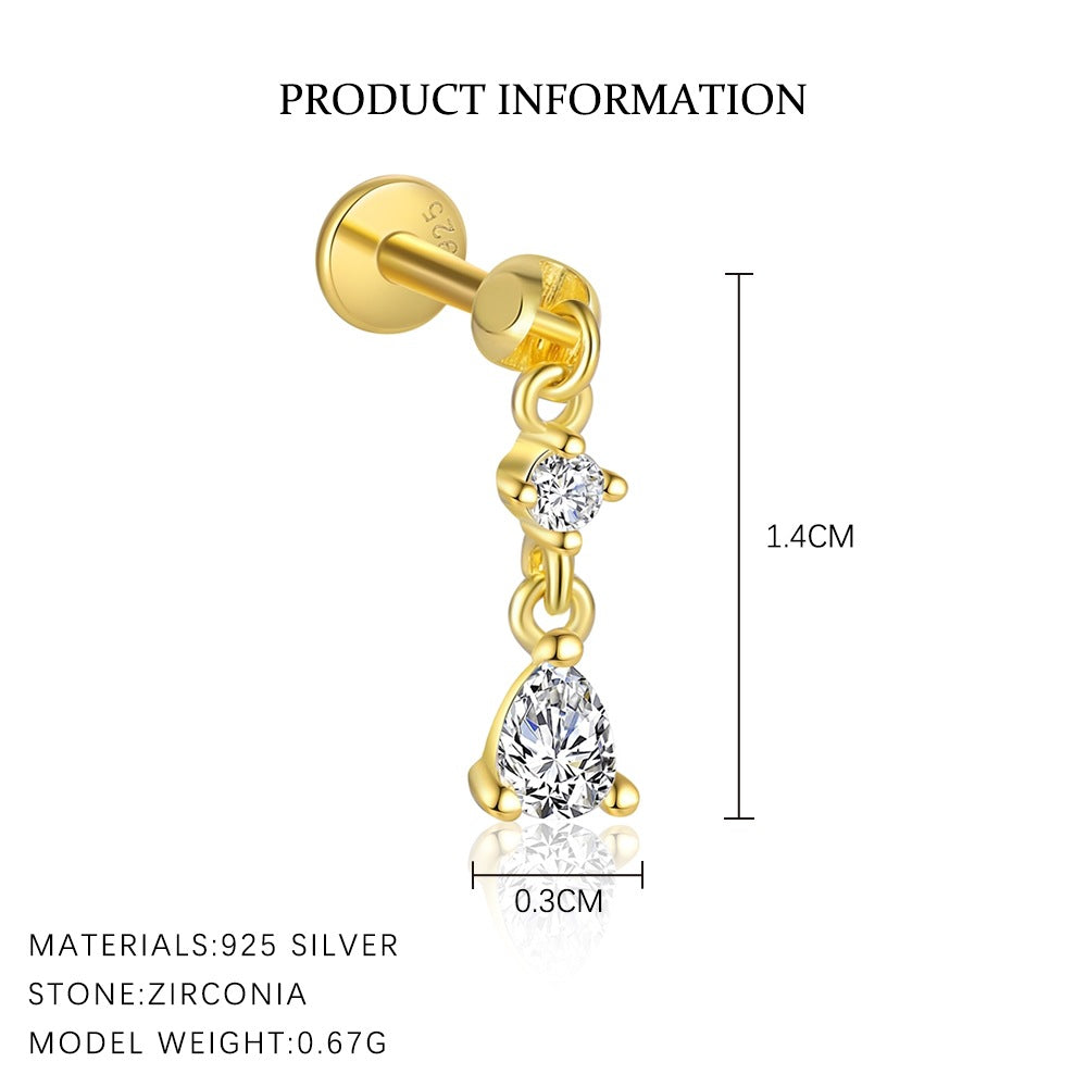 S925 Sterling Silver Irregular Zircon Stud Earrings
