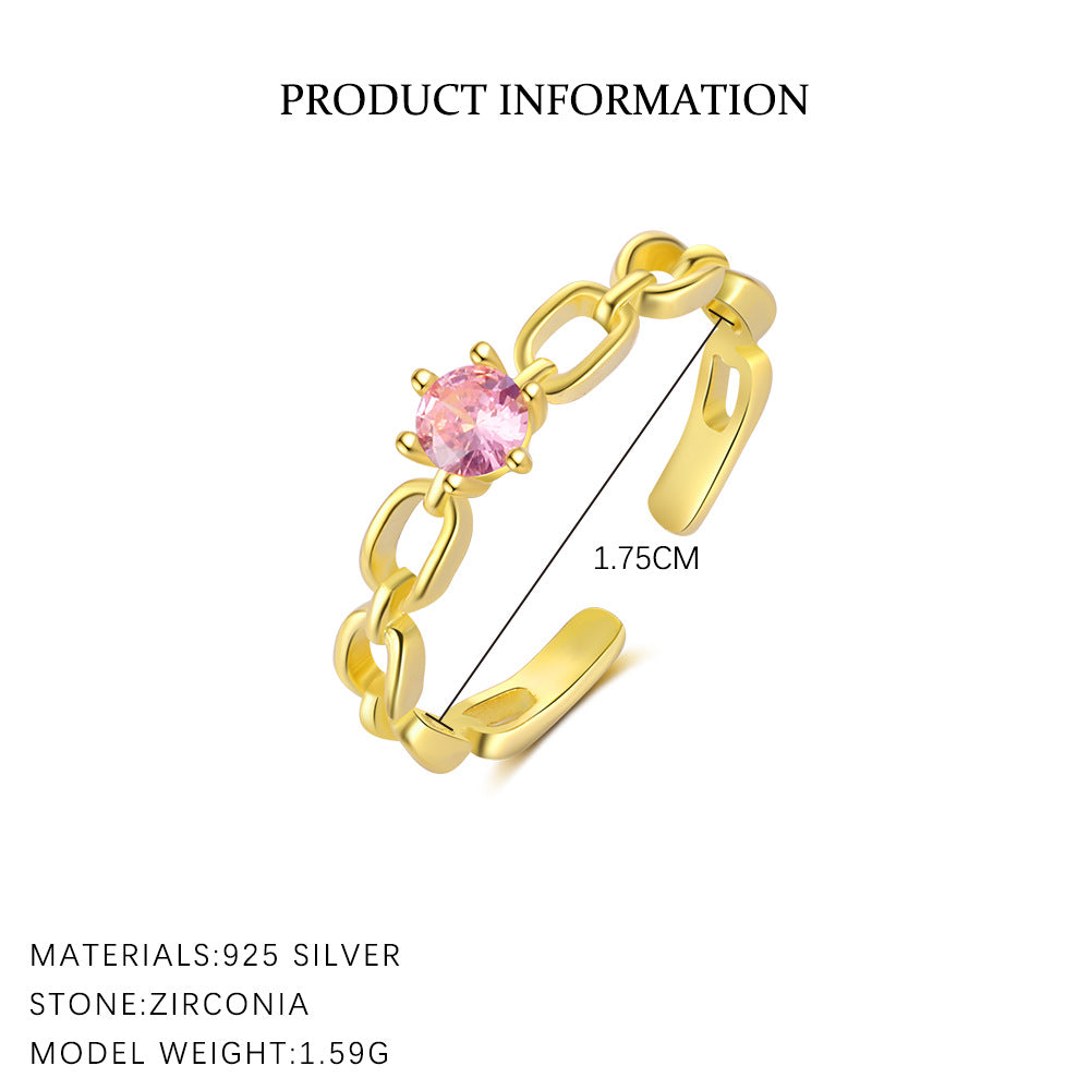 S925 Sterling Silver Open Ring with Zirconia