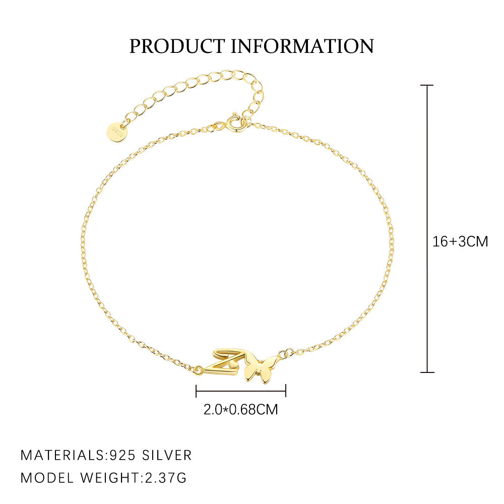 S925 Sterling Silver 26-Letter Bracelet