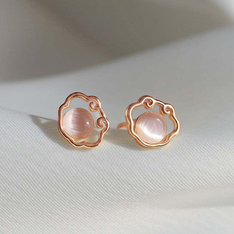 925 sterling silver cat eye stone earrings