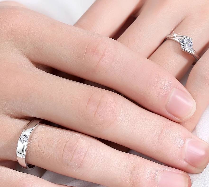 S925 Sterling Silver Moissanite Couple Rings