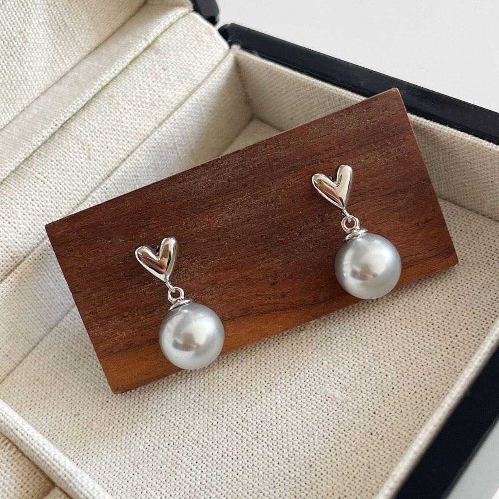 S925 sterling silver pearl earrings - silver