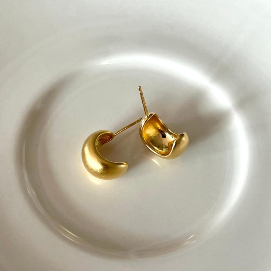 925 sterling silver U-shaped frosted matte earrings