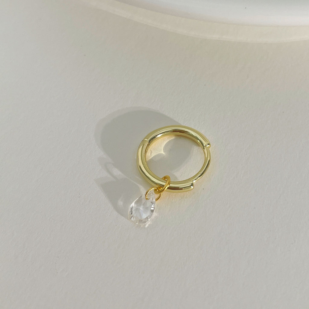  925 sterling silver water drop zirconium single ear buckle - golden