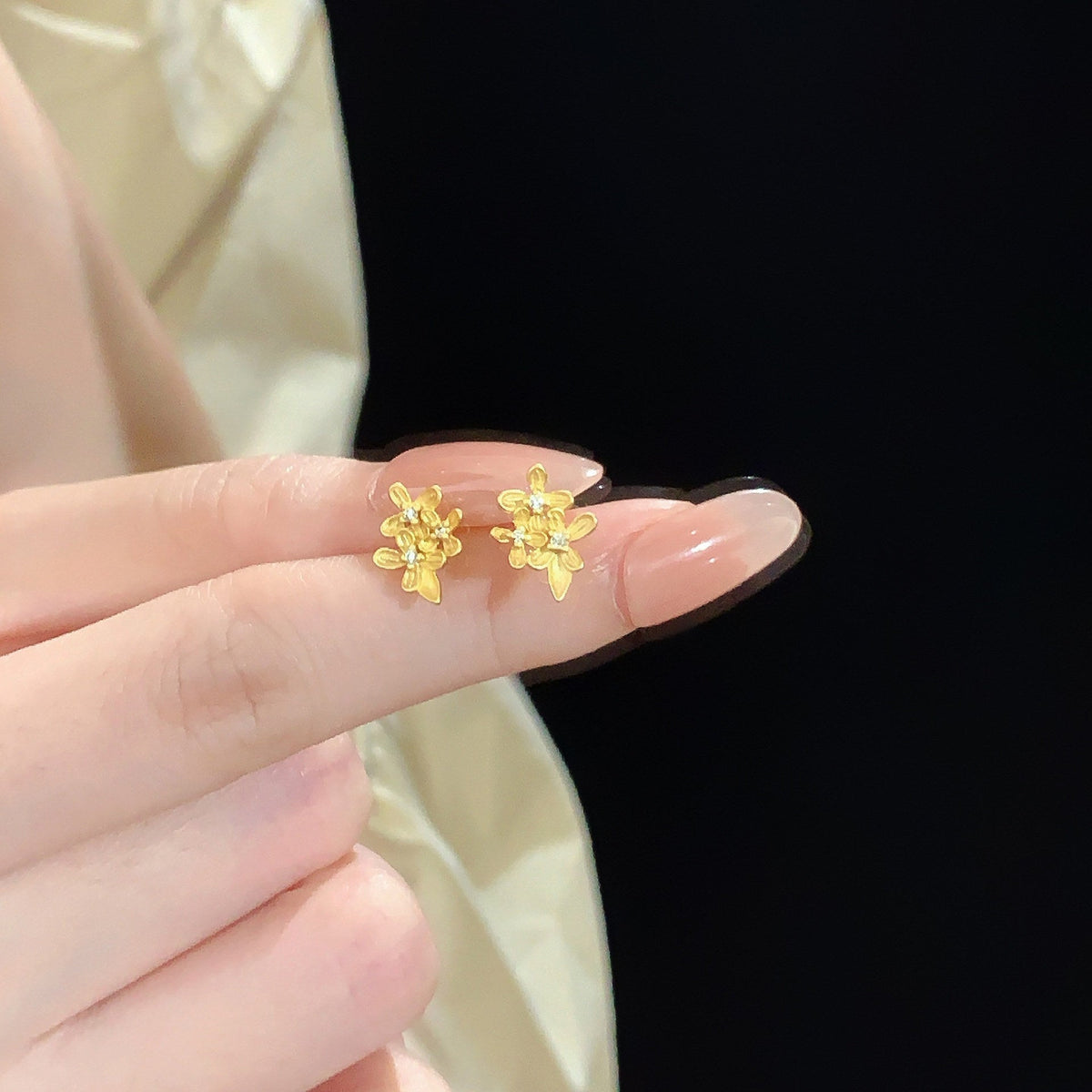S925 sterling silver flower earrings