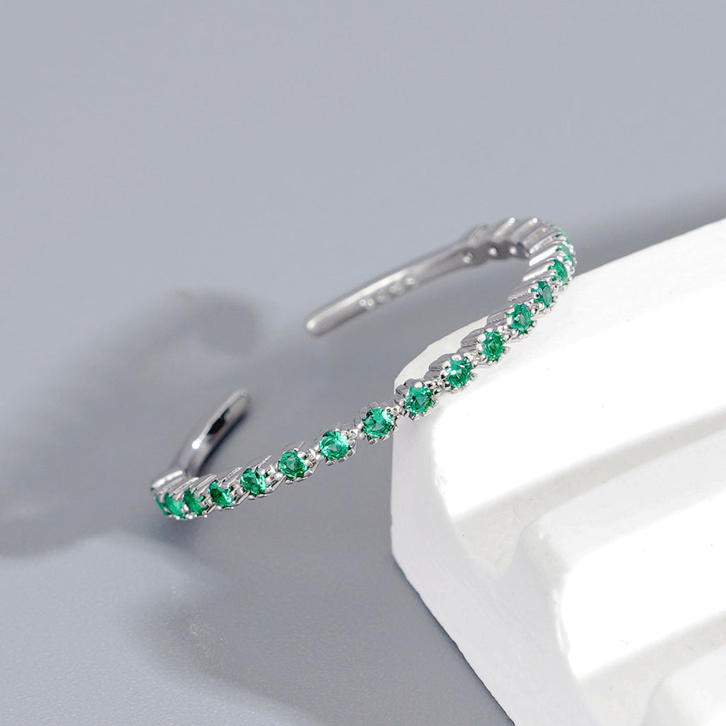 925 sterling silver zircon inlaid open ring