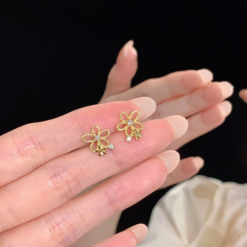 S925 sterling silver flower earrings