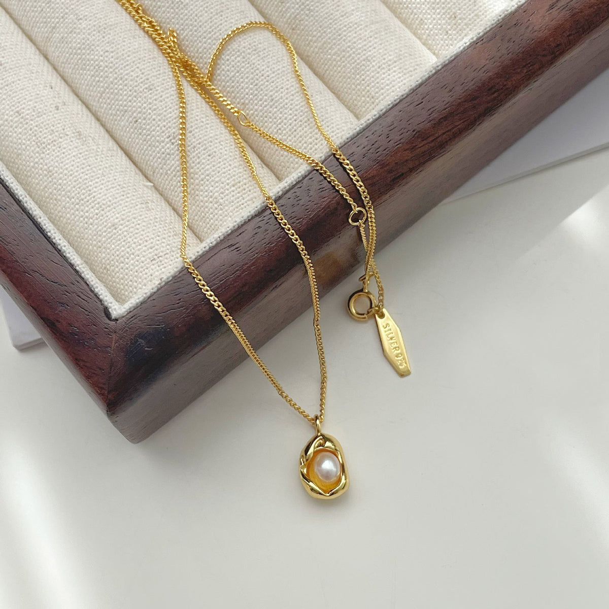 925 sterling silver freshwater pearl pendant necklace