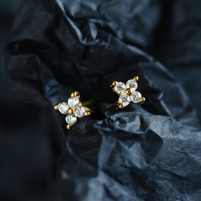 925 sterling silver zircon small earrings