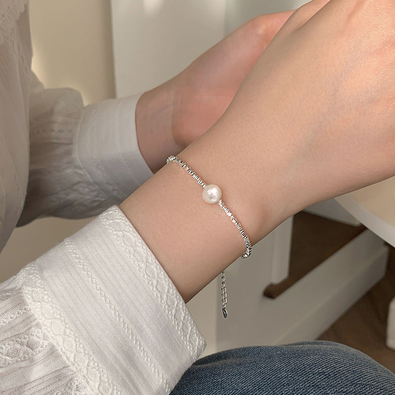 925 sterling silver pearl necklace - silvery